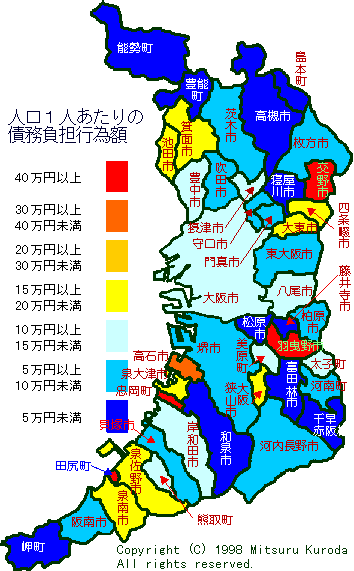 １９９６年度　人口１人あたりの債務負担行為